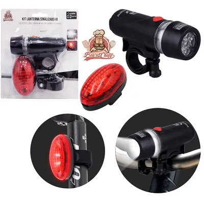 KIT LANTERNA SINALIZADORA DE BICICLETA DIANTEIRA / TRASEIRO 2 PECAS