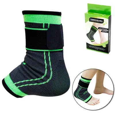 TORNOZELEIRA DE COMPRESSAO DE NEOPRENE PRETA COM VELCRO AJUSTAVEL