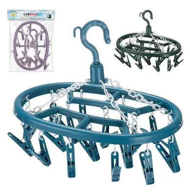 VARAL DE PENDURAR DE PLASTICO OVAL FIXO COM 18 PRENDEDORES CABIMAIS