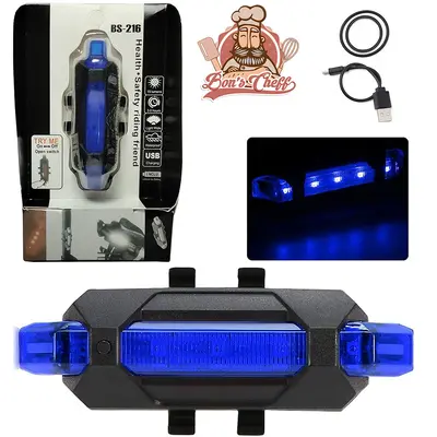 LANTERNA PARA BICICLETA RECARREGAVEL COM 5 LEDS + CABO USB 7CM