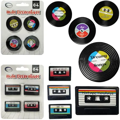 IMA PRENDEDOR MAGNETICO MULTIUSO DISCO DE VINIL / FITA CASSETE COM 4 PECAS