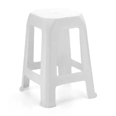 BANQUETA DE PLASTICO RETANGULAR BRANCA 47X37X34,5CM