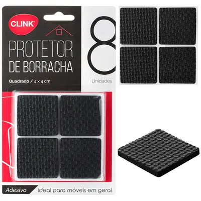 PROTETOR AUTOADESIVO PARA MOVEIS EM EVA QUADRADO PRETO COM 8 PECAS 4CM
