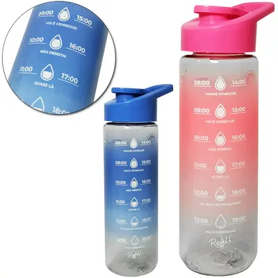 GARRAFA SQUEEZE DE PLASTICO PET BICOLOR COM TAMPA E ALCA 700ML