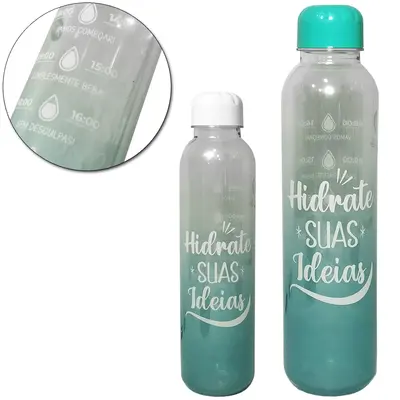 GARRAFA SQUEEZE SLEEVE DE PLASTICO PET MOTIVACIONAL REFIL DEGRADE COM TAMPA TRANSCOLOR 1000ML