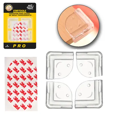 PROTETOR DE SILICONE PARA QUINA DE MESA PRO COM 4 PECAS 4X4CM