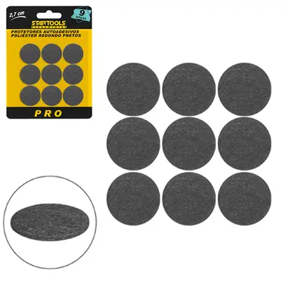 PROTETOR AUTOADESIVO PARA MOVEIS EM FELTRO / POLIESTER REDONDO PRO COM 9 PECAS 2,7CM DE Ø