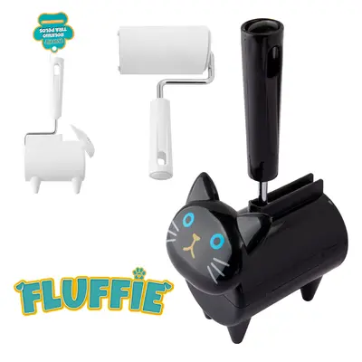 PAPA BOLINHA / TIRA PELO ROLO DESCARTAVEL COM 20 FOLHAS + SUPORTE DE PLASTICO GATO FLUFFIE