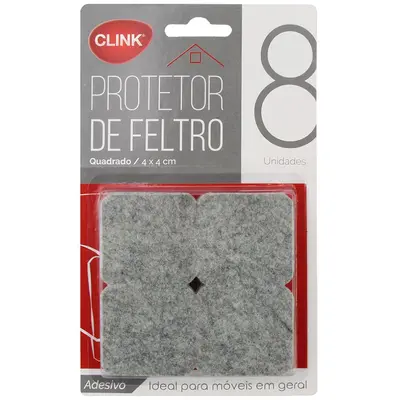 PROTETOR AUTOADESIVO PARA MOVEIS EM FELTRO QUADRADO COM 8 PECAS 4CM NA CARTELA