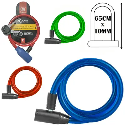 CADEADO TRAVA DE BICICLETA / MOTO COLORS 65CMX10MM