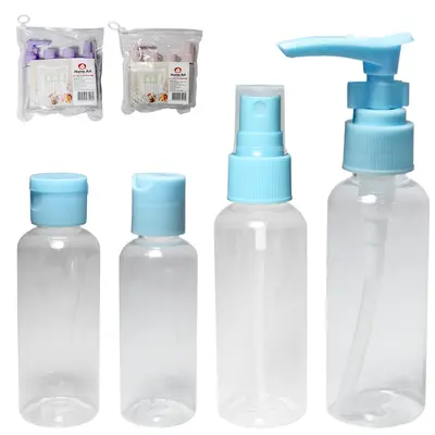 KIT FRASCO DE PLASTICO PARA VIAGEM COM 4 PECAS 60ML NA BOLSA