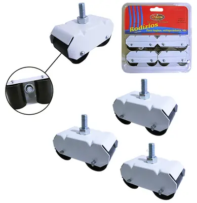 PE DE METAL RETANGULAR PARA FOGAO / GELADEIRA BRANCO COM 4 PECAS