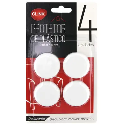 PROTETOR AUTOADESIVO PARA MOVEIS DE PLASTICO DESLIZANTE COM 4 PECAS 3,4CM DE Ø NA CARTELA