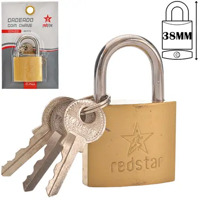 CADEADO 38MM HASTE CURTA COM 3 CHAVES LOCK&LOCK