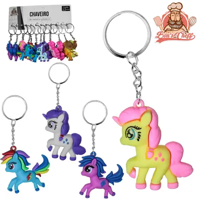 CHAVEIRO EMBORRACHADO UNICORNIO COM 12 PECAS 5,5X3,5CM