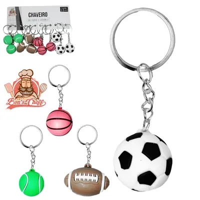 CHAVEIRO EMBORRACHADO BOLAS ESPORTES COM 12 PECAS 3CM