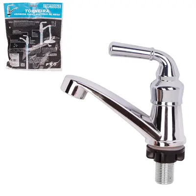 TORNEIRA DE PLASTICO PVC CROMADA ABS PARA LAVATORIO DE MESA PRO 12,5X14,5X4,5CM