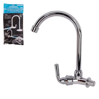 TORNEIRA DE INOX / PLASTICO PVC CROMADA LONGA GIRATORIA ABS PARA COZINHA DE PAREDE PRO
