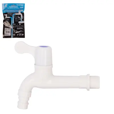 TORNEIRA DE PLASTICO PVC BRANCA ½'' DE PAREDE PRO 12,8X10X3CM