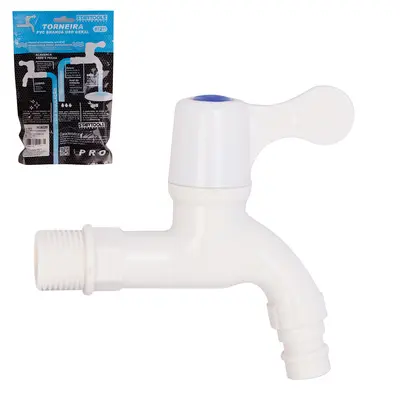 TORNEIRA DE PLASTICO PVC BRANCA ½'' DE PAREDE PRO 10X10X2,5CM