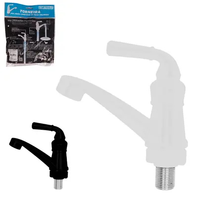 TORNEIRA DE PLASTICO PVC PRETA / BRANCA ABS PARA LAVATORIO DE MESA PRO 12,5X14,5X4,5CM