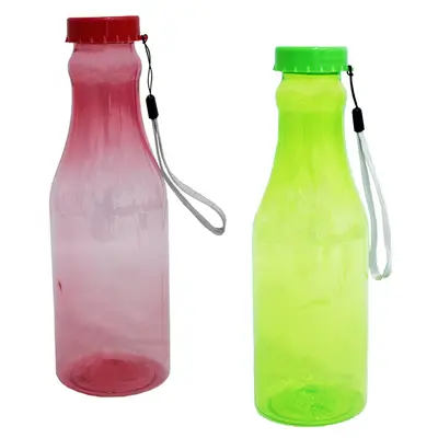 GARRAFA SQUEEZE DE PLASTICO PET COM TAMPA E ALCA TRANSCOLOR 600ML