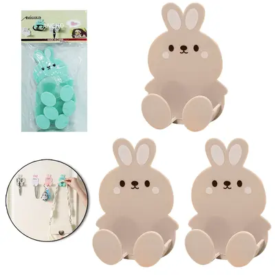 CABIDE GANCHO DE PLASTICO BICHINHO AUTOADESIVO COM3 PECAS 9,2X62,5CM