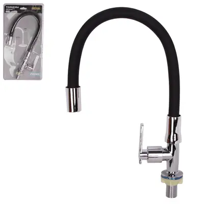 TORNEIRA INOX / SILICONE BLACK GIRATORIA COM DUCHA FLEXIVEL COZINHA MESA COM ANEL VEDACAO PRIME 58,5X7,3X4CM