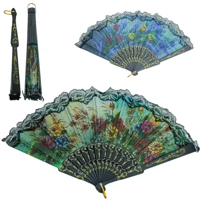 LEQUE DE PLASTICO / TECIDO ESTAMPADO FLORAL COM BASE VERSY 23CM