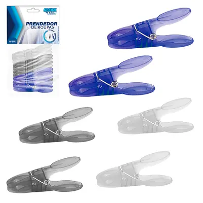 PRENDEDOR DE ROUPA DE PLASTICO CLEAN TECH COM 10 PECAS 8,2X1,5CM