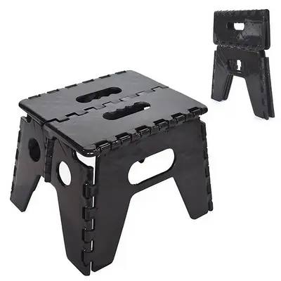 BANCO BANQUINHO BANQUETA DOBRAVEL DE PLASTICO INFANTIL PRETO 28X25X21CM