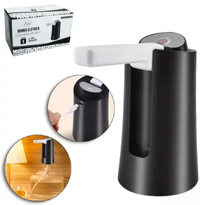 BOMBA AUTOMATICA PARA GALAO DE AGUA DE 5 A 20L RECARREGAVEL COM BICO DOBRAVEL CABO USB 13CM