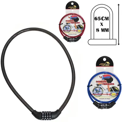 CADEADO TRAVA DE BICICLETA / MOTO COM SEGREDO TOP CASA 65CMX8MM