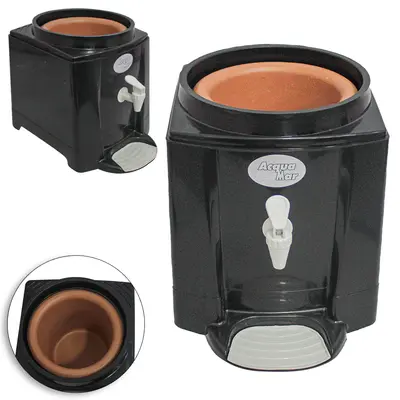 SUPORTE DE PLASTICO P/GALAO DE AGUA COM TORNEIRA E CUBA DE BARRO ACQUAPLUS PRETO