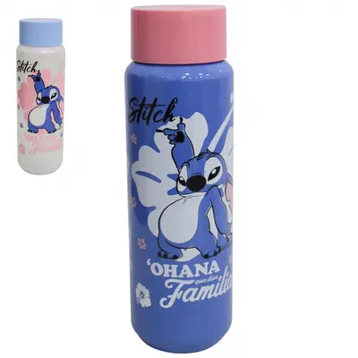 GARRAFA SQUEEZE DE PLASTICO PET ITALIANA STITCH COM TAMPA RETA 1L