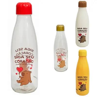 GARRAFA SQUEEZE DE PLASTICO PET PARIS CAPIVARA 600ML