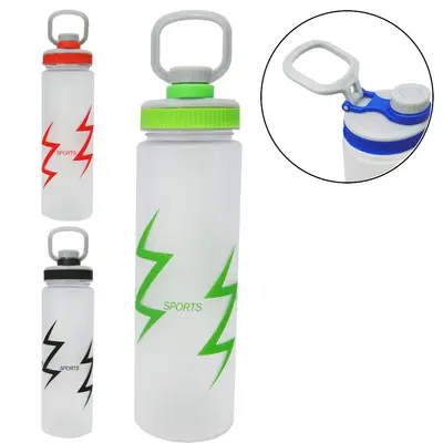 GARRAFA SQUEEZE DE PLASTICO AS EMBORRACHADO COM TUBO DE GELO + TAMPA E ALCA COLORS 900ML