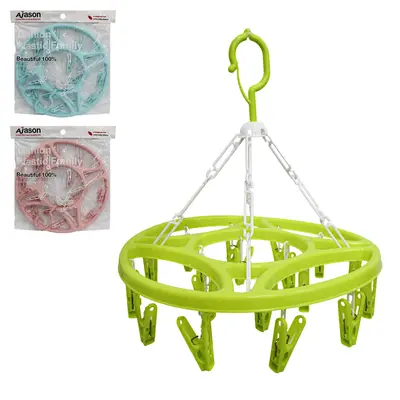 VARAL DE PENDURAR DE PLASTICO REDONDO FIXO COM 18 PRENDEDORES 32CM DE Ø