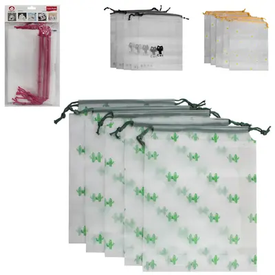 SACO DE PLASTICO RETANGULAR MULTIUSO COM 5 PECAS 25X18CM