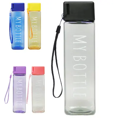 GARRAFA SQUEEZE DE PLASTICO PP MY BOTTLE QUADRADA COM TAMPA ROSCA E ALCA COLORS 550ML