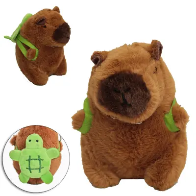 CHAVEIRO DE PELUCIA CAPIVARA COM MOCHILA TARTARUGA 10X8X8CM