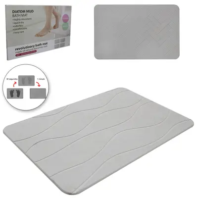 TAPETE DE PEDRA DIATOMITA LISO RETANGULAR SUPER ABSORVENTE 60X39CM