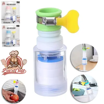 CHUVEIRINHO BICO AREJADOR ANTIRRESPINGO EXTENSOR PARA TORNEIRA COM FILTRO + REFIL E ABRACADEIRA BORBOLETA