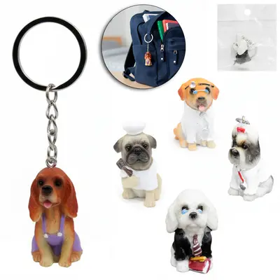 CHAVEIRO DE RESINA CACHORRO COM ROUPA 4,2CM