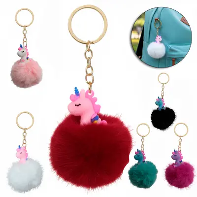 CHAVEIRO DE PELUCIA POM POM UNICORNIO 13X6CM