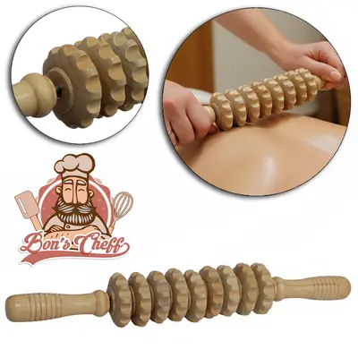 MASSAGEADOR MANUAL DE MADEIRA ROLO 38X5CM DE Ø