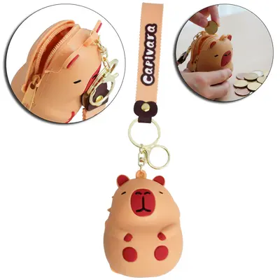 PORTA MOEDAS / NIQUEL DE SILICONE CAPIVARA COM ZIPER 9X6,5X5CM