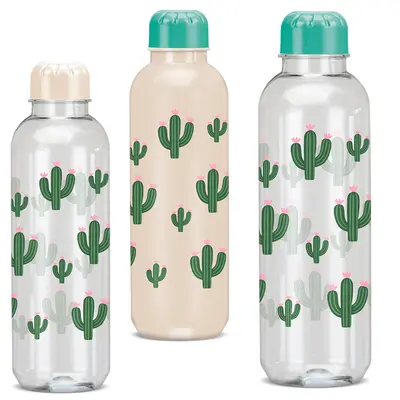 GARRAFA SQUEEZE DE PLASTICO PET REFIL CACTOS 1L