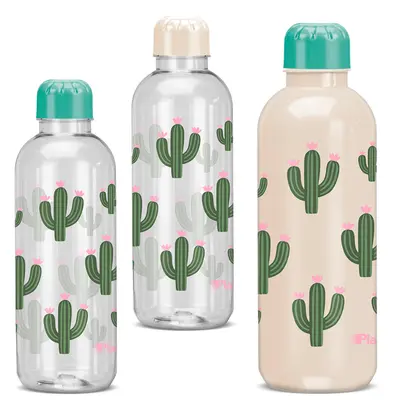 GARRAFA SQUEEZE DE PLASTICO PET REFIL CACTOS 600ML