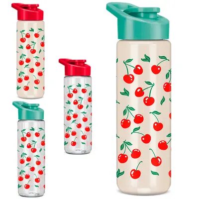 GARRAFA SQUEEZE DE PLASTICO PET CEREJA COM TAMPA E ALCA 700ML
